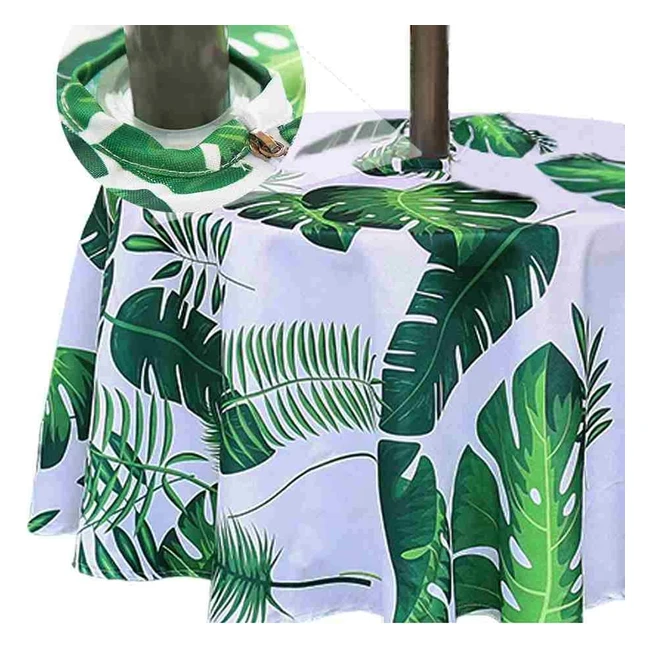 Eternal Beauty Palm Leaf Tablecloth - Waterproof IndoorOutdoor 152cm Round wi