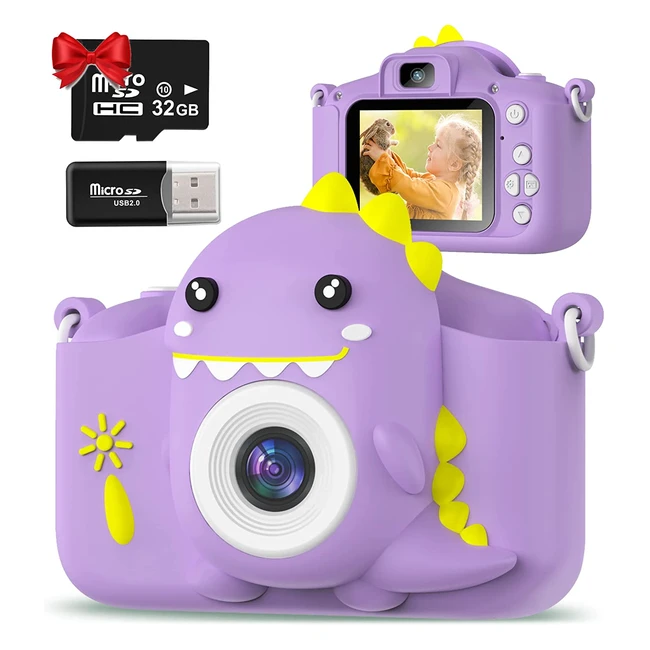 Hangrui Fotocamera per Bambini Ricaricabile con LCD HD da 18 MP e Scheda SD da 32 GB - Regalo di Natale e Compleanno
