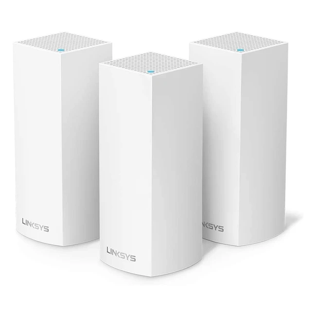 Système WiFi Mesh Triple Bande Linksys Velop WHW0303 AC2200 - Jusqu'à 525m2 - 60+ Appareils - Pack de 3 Blanc
