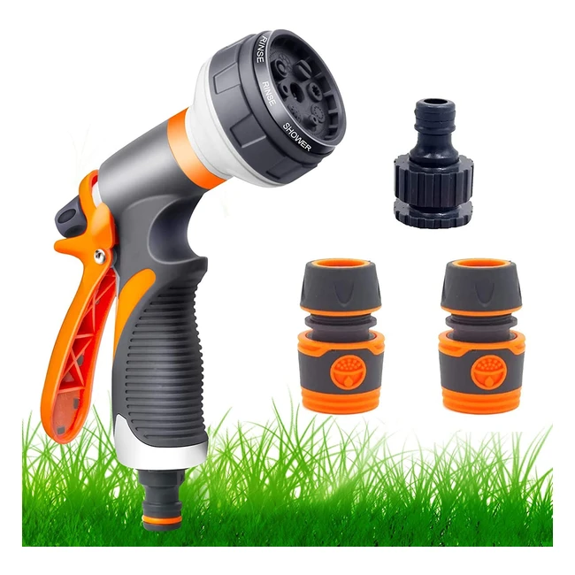 Garden Hose Spray Gun Set - 8 Patterns High Pressure Nozzle Perfect for Wateri