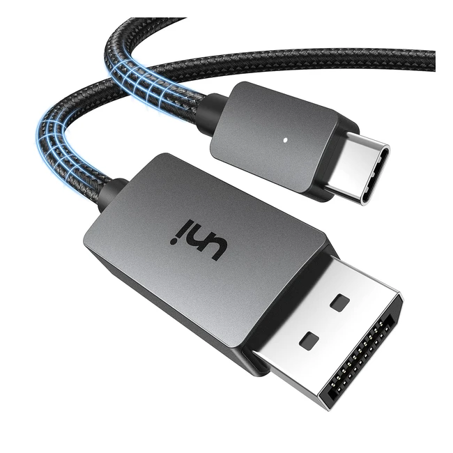 UNI USB C to DisplayPort Cable 8K60Hz 4K144Hz 5K60Hz 2K240Hz - Thunderbolt 3.4 to DP 1.4 Cable - Compatible with MacBook Pro 2021/ Air 2020, Mac Mini, iPad Pro, iMac, XPS, S21, etc.