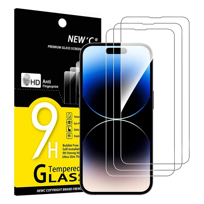 Lot de 3 verres tremps pour iPhone 14 Pro - Protection cran anti-rayures 9H