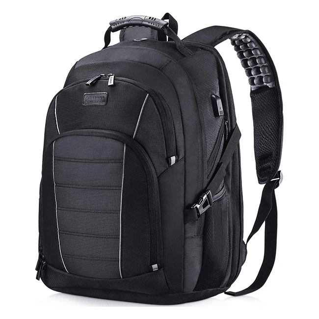 Extra Large Laptop Backpack with USB Charging Port - Water Resistant Business Tr