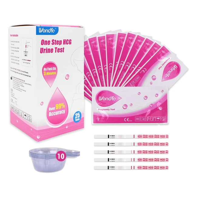 Wondfo Pregnancy Test - Early Detection 25 Strips 10 mIUmL Reliable Results
