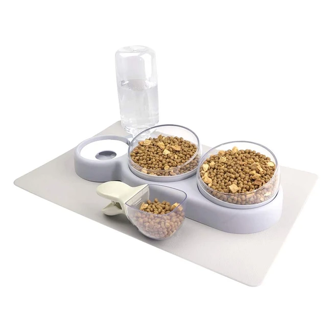Natruth Gravity Cat Bowls Set - Triple Bowls with Mat and Spoon for Wet and Dry 