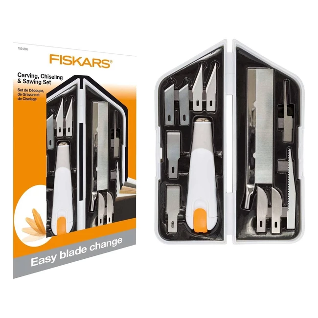 Kit de esculpido y corte Fiskars con cuchillas de precisión y estuche de 21 cm de longitud total