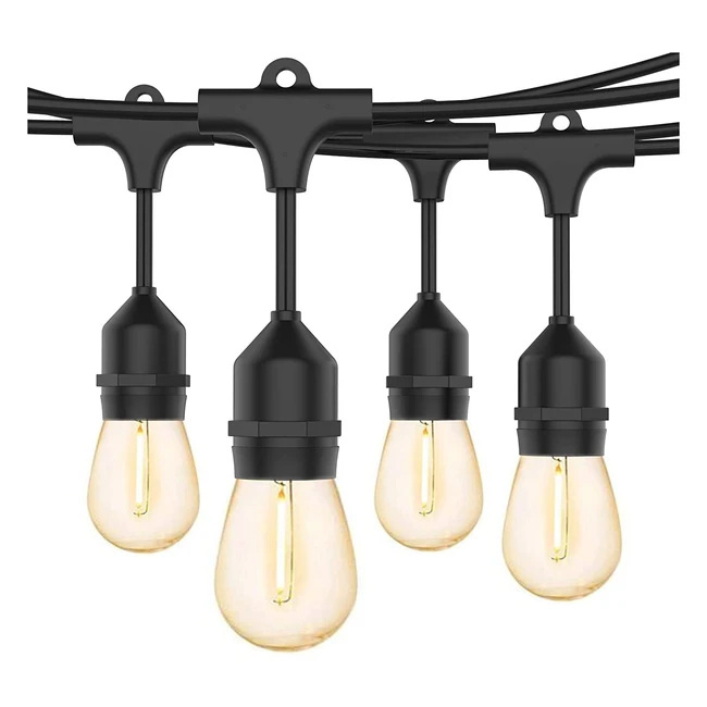 Svater LED Outdoor String Lights - 128ft Festoon Lights with 39 1W E27 Plastic B
