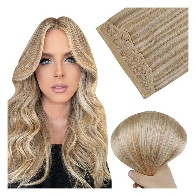 Easyouth Blonde Human Hair Extensions - 16 inch 80g - Invisible Wire - Real Hair