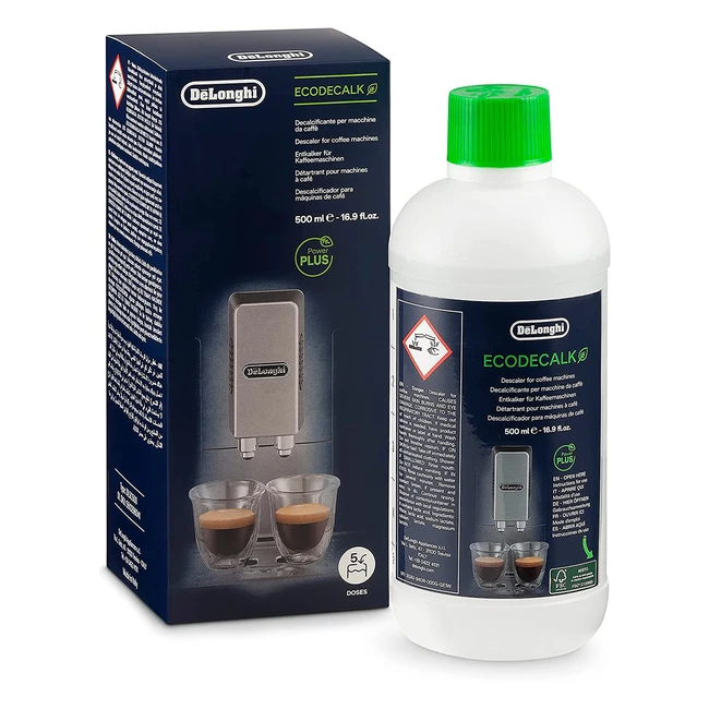 DeLonghi Original EcoDecalk DLSC500 Entkalker für Kaffeemaschinen und Vollautomaten - Universal-Kalkentferner für 5 Entkalkungsvorgänge - enthält natürliche Rohstoffe aus biologischem Anbau - 500 ml