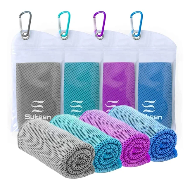 Sukeen Cooling Towel 4 Pack - Instant Relief for Hot Weather - Reusable and Durable