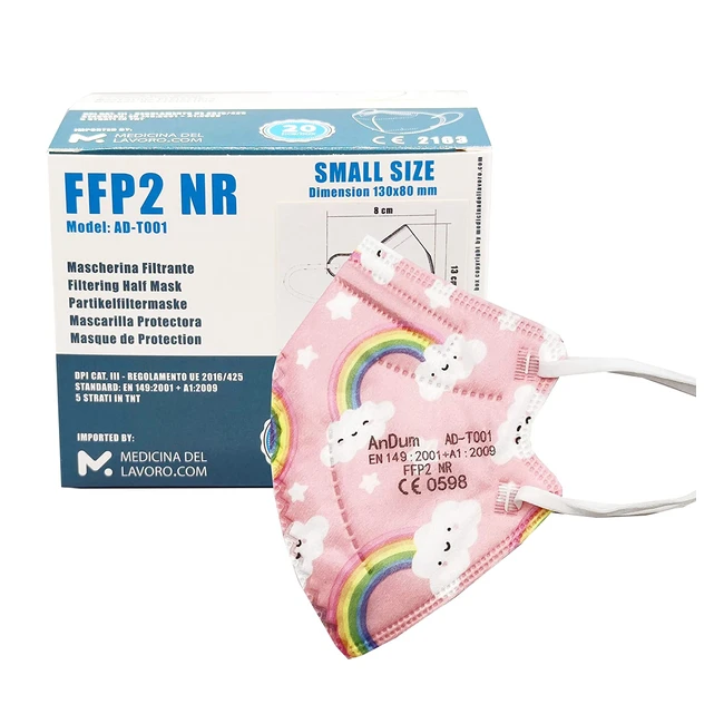 20 Mascherine FFP2 Rosa a Fantasia - Small Size - Certificazione CE - BFE95 - 4 