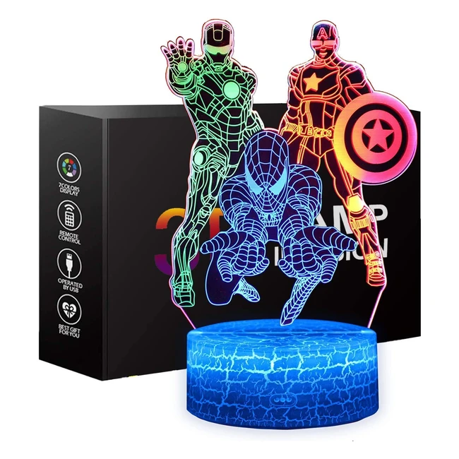 Spiderman 3D Night Light for Kids - Touch Control Dynamic Color Changing 3 Pat