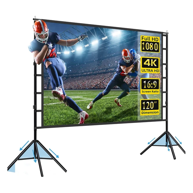 120-Inch Projector Screen with Stand for Home Theater and Outdoor Cinema - High-