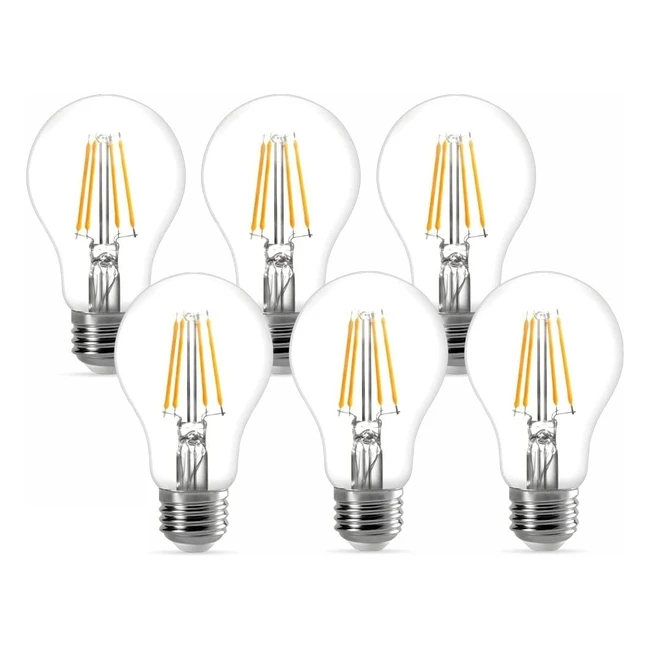 AcornSolution E27 Dimmable LED Filament Bulb 7W 2700K Warm White - Pack of 6
