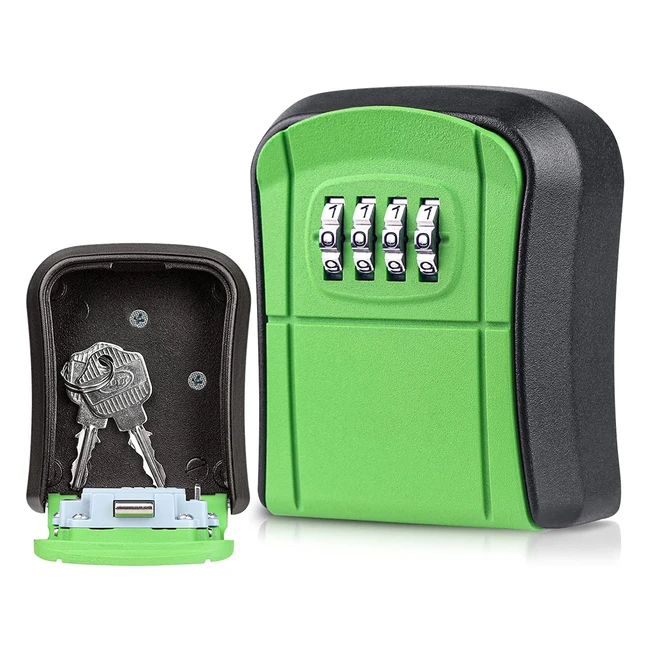 DIYife Key Safe Box - Waterproof, Wall Mounted, 4-Digit Combination, 5 Keys Capacity - Green