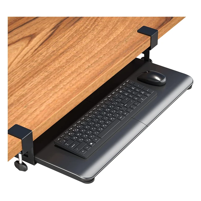 Vassoio tastiera estraibile Bontec con morsetto C, nero - risparmia spazio sulla scrivania