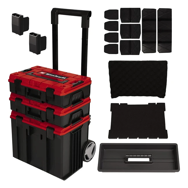 Einhell Ecase Tower System Case Set - 120 kg Max Load - Stackable  Linkable - A