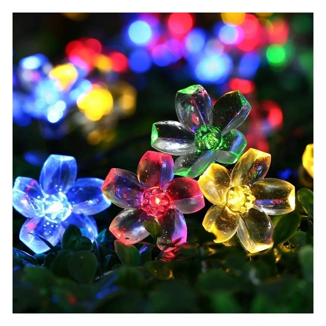 Guirlande solaire extérieure QederTek 7m 50 fleurs multicolores, 8 modes, étanche pour décoration jardin maison mariage