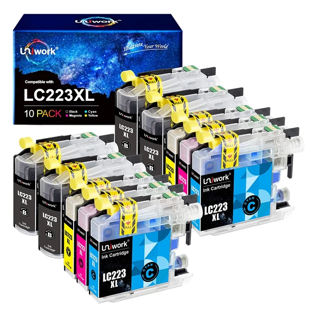 Uniwork LC223XL - Cartucce dinchiostro compatibili per Brother LC223 - 10 pack
