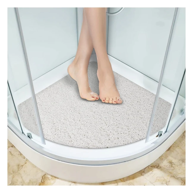Non-Slip Corner Shower Mat for Elderly and Children - Quick Dry, Anti-Mould, Washable Bath Mat with Drain - 53x53cm