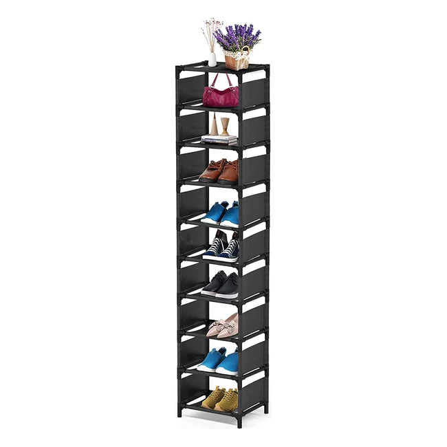 esonstyle 10 Tier Shoe Rack - Space Saving Metal Organizer for 10 Pairs of Shoes
