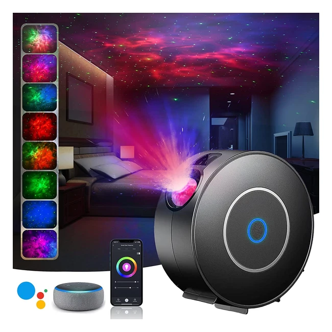 Galaxy Projector Night Light with Timer and Voice Control - 16 Colors RGB Dimming for Baby Kids Adults Bedroom Room Decor Party Gift