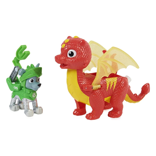 Paw Patrol Rescue Knights Rocky & Dragon Flame Action Figures Set - Ages 3+