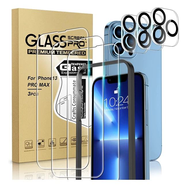 Yastouay 33 Pack Screen Protector for iPhone 13 Pro Max - 3x Camera Lens Protect