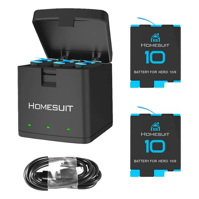 Homesuit Hero 11109 Batteries  3-Channel USB Charger for GoPro Hero 10  9 - 2 