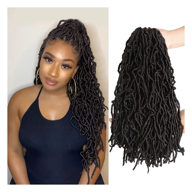 Nu Faux Locs Crochet Hair 18in Prelooped - Soft Synthetic Hair Extensions 6 Pac