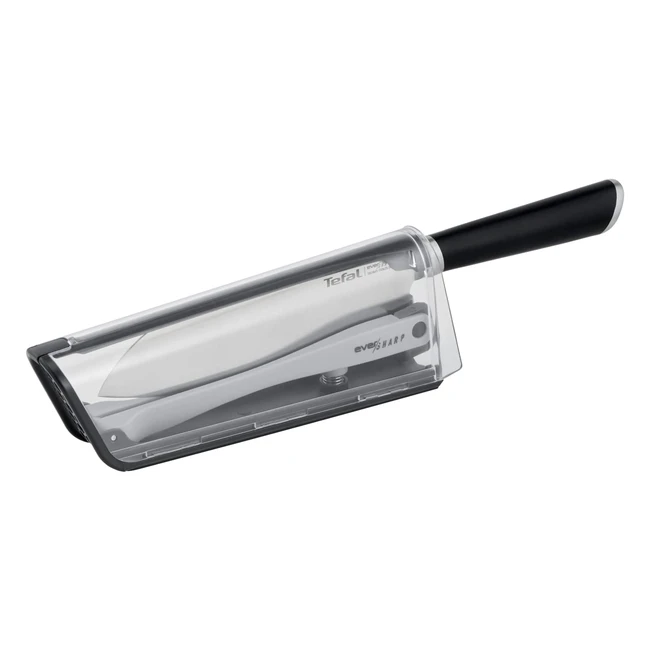 Couteau de cuisine Santoku Tefal 165 cm - Acier inoxydable allemand - Aiguisage optimal - Etui innovant Ever Sharp