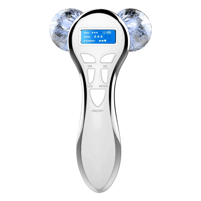 4D Microcurrent Face Massager Roller - Rechargeable Electric Lift Tool for Skin 