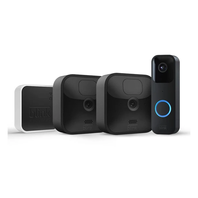 Blink Outdoor HD Überwachungskamera 2er Bundle mit Video Doorbell und Alexa-Kompatibilität