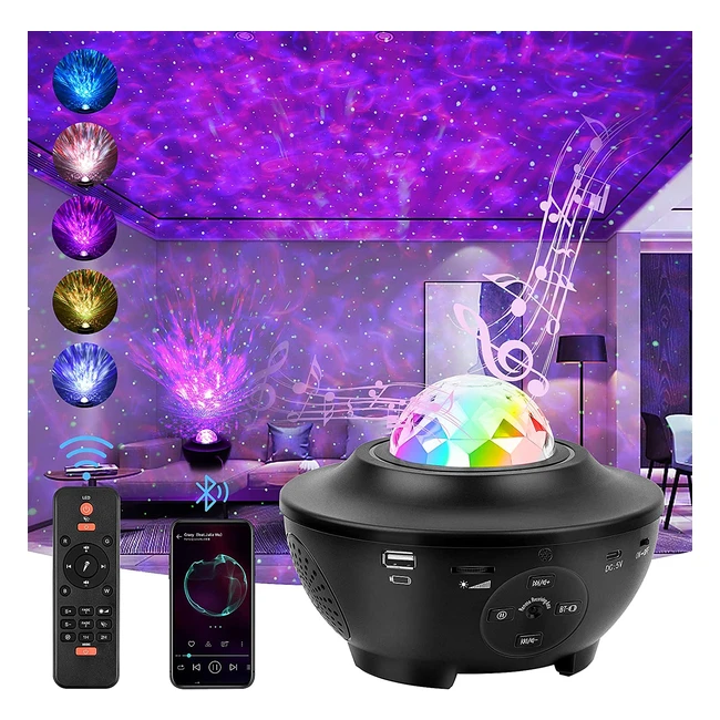 2023 Upgraded Galaxy Projector Light with Ocean Wave Bluetooth Speaker Remote 