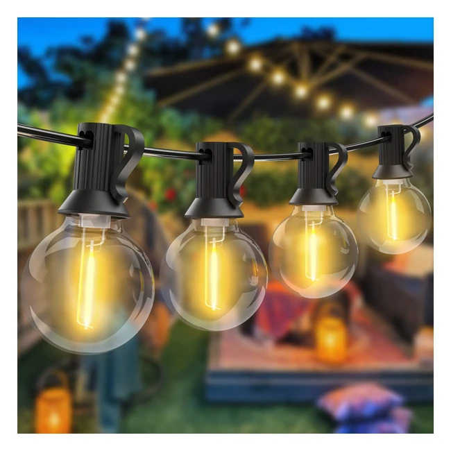 Outdoor String Lights - 303 LED Bulbs 60ft Waterproof Shatterproof Warm Whit