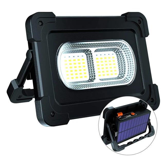 80W Rechargeable Work Light - Eraylife 6000Lum Portable Solar LED Floodlight wit