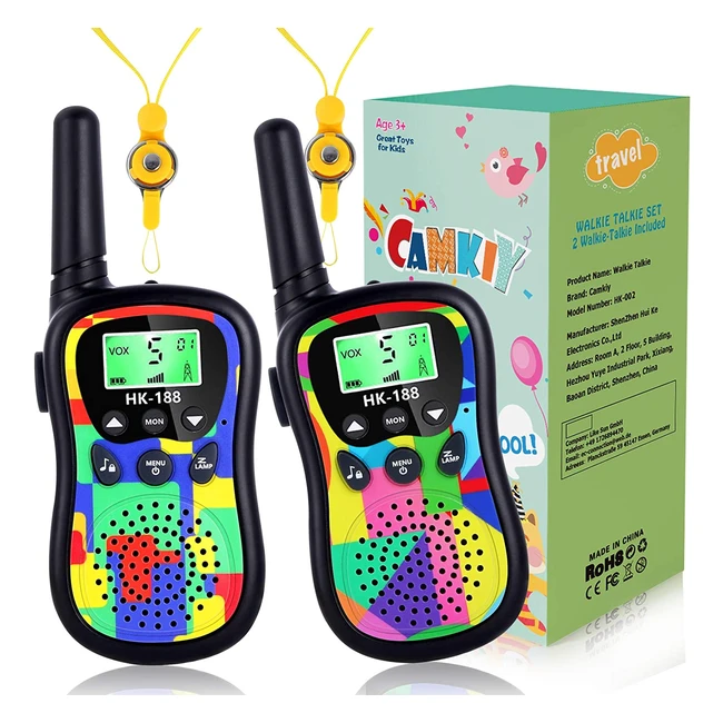 Camkiy Walkie Talkies for Kids - 3km Long Range Built-in Torch Perfect for Out