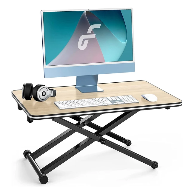 Fenge Portable Standing Desk Converter - Height Adjustable 6-40cm - Spacious 65x40cm Work Area - Relieve Neck & Back Pain