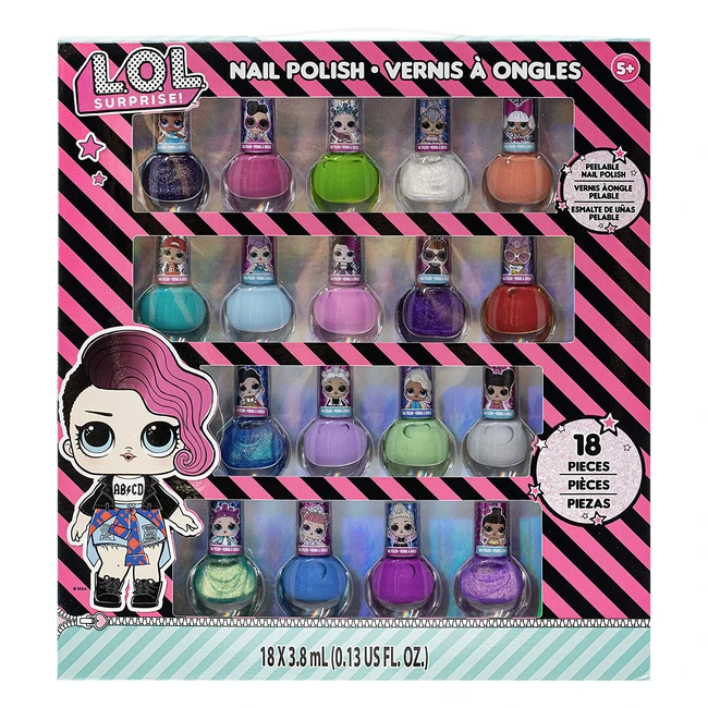 LOL Surprise Townley Girl Non-Toxic Peel-Off Nail Polish Set - 18 Glittery and O