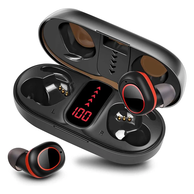 Cuffie Bluetooth In-Ear senza fili, 40 ore di riproduzione, display LED e microfono, nero