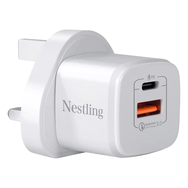 Nestling USB C Charger Plug 20W Type-C Fast Charge Wall Plug with Dual Ports PD 