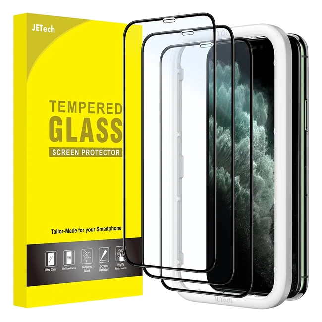 Protection d'écran Jetech pour iPhone 11 Pro/X/XS - Lot de 3 films en verre trempé avec outil d'installation facile