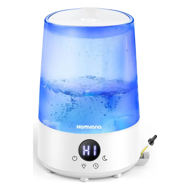Homvana 3L Cool Mist Humidifier for Bedroom, Baby Nursery - Whisper Quiet Operation, Waterless Auto Shut Off, Essential Oil Diffuser & Night Lights