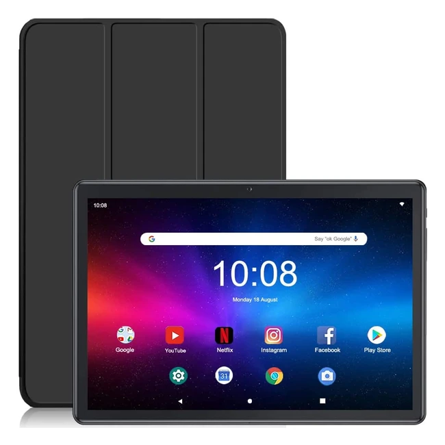 Tablette Lulugti 10 pouces Android 11 - 4 Go RAM, 64 Go ROM, Caméra 2MP/8MP, Wifi 2.4G/5G, IPS 800x1280 FHD, Batterie Longue Durée - Noir