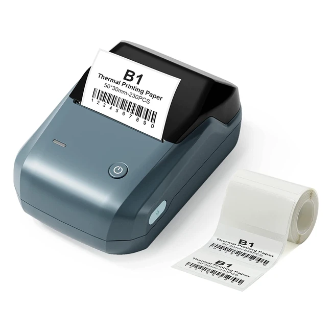 Imprimante d'étiquettes thermiques Bluetooth B1 pour petites entreprises - Compatible avec iOS/Android - 50mm - 230 rubans inclus