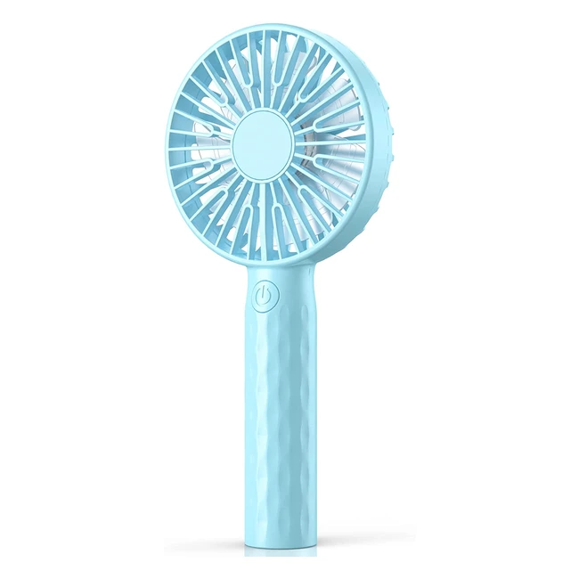 Powerbeast Handheld Fan - Rechargeable USB Mini Fan with 3 Adjustable Speeds for Travel, Office, and Outdoor Use - Blue