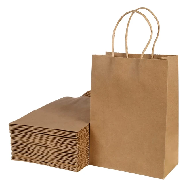 Sac en papier Kraft Bescost pour shopping, mariage, fête, anniversaire, Noël - Lot de 30 sacs cadeaux écologiques 21x15x8cm