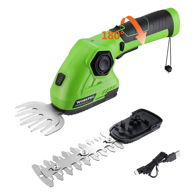 Workpro 2-in-1 Cordless Hedge Trimmer  Grass Shear  Lithium-ion Battery  180