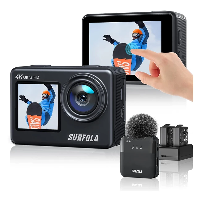Caméra Sport 4K60fps 24MP WiFi Écran Tactile EIS Ultra HD avec Webcam 8xZoom et Accessoires - Pour Vélo, Moto, Ski