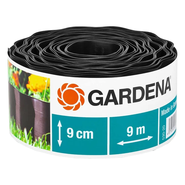 Gardena Bed Enclosure - 9cm High Plastic Material Brown - Ideal for Lawn Edgin